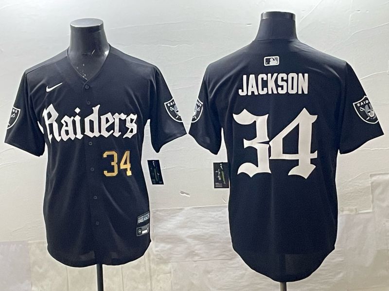 Men 2025 Oakland Raiders #34 Jackson black 6th generation Joint Name Nike Limited NFL Jersey style 03->oakland raiders->NFL Jersey